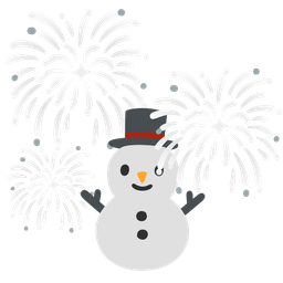 snowman without snow and fireworks