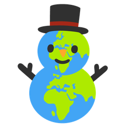 snowman without snow and globe showing Europe-Africa