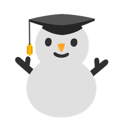 snowman without snow and graduation cap