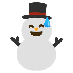 Snowman without snow and Grinning face with sweat