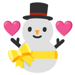 snowman without snow and heart with ribbon