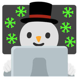 snowman without snow and laptop