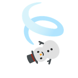 snowman without snow and leaf fluttering in wind