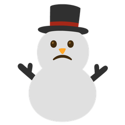 snowman without snow and slightly frowning face