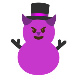snowman without snow and smiling face with horns