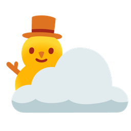 snowman without snow and sun behind cloud