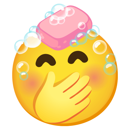 Soap and Face with hand over mouth
