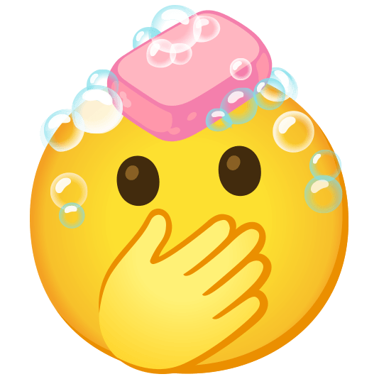 Soap and Face with open eyes and hand over mouth