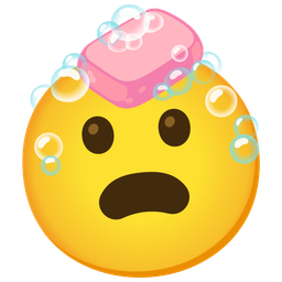 Soap and Frowning face with open mouth