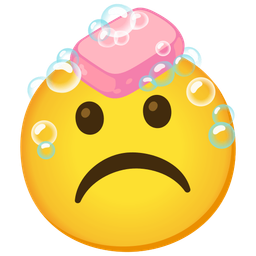 Soap and Frowning face