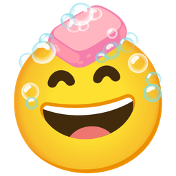 Soap and Grinning face with smiling eyes