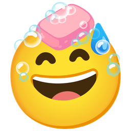 Soap and Grinning face with sweat