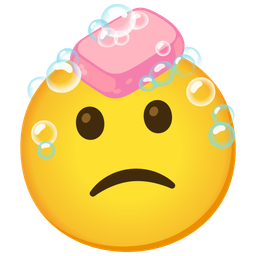 Soap and Slightly frowning face