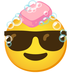 Soap and Smiling face with sunglasses