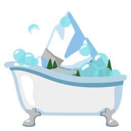 soap and snow-capped mountain