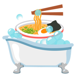 soap and steaming bowl