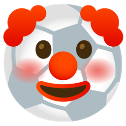 soccer ball and clown face