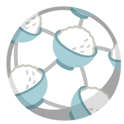 soccer ball and cooked rice