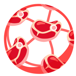 soccer ball and cut of meat