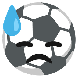 soccer ball and downcast face with sweat