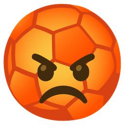 soccer ball and enraged face
