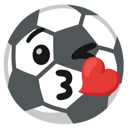 Soccer ball and Face blowing a kiss