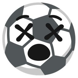 soccer ball and face with crossed-out eyes