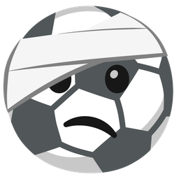 soccer ball and face with head-bandage