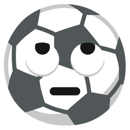 soccer ball and face with rolling eyes
