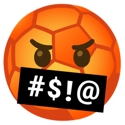 soccer ball and face with symbols on mouth