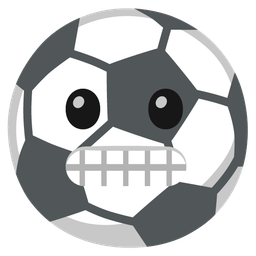 soccer ball and grimacing face