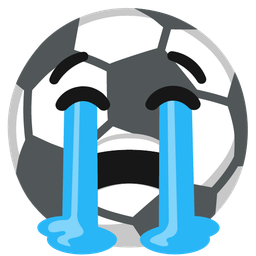 soccer ball and loudly crying face