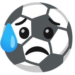 soccer ball and sad but relieved face
