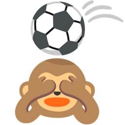 soccer ball and see-no-evil monkey
