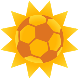 soccer ball and sun with face