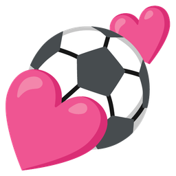 soccer ball and two hearts