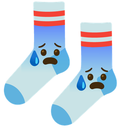 socks and anxious face with sweat