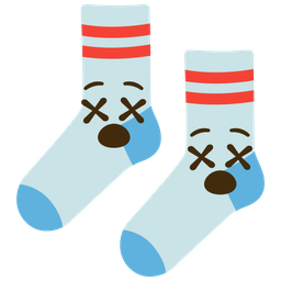 socks and face with crossed-out eyes
