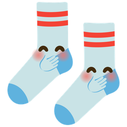 socks and face with hand over mouth