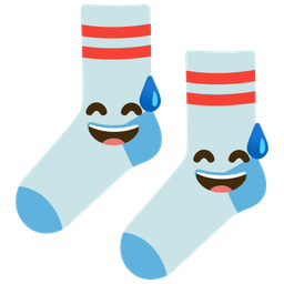 Socks and Grinning face with sweat