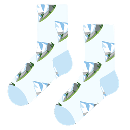 socks and snow-capped mountain