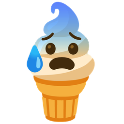 Soft ice cream and Anxious face with sweat