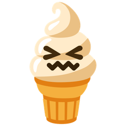 Soft ice cream and Confounded face