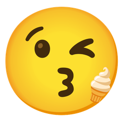 Soft ice cream and Face blowing a kiss