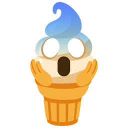 Soft ice cream and Face screaming in fear