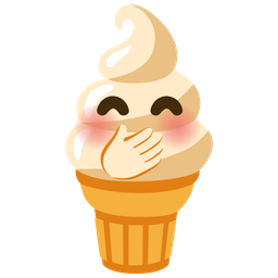 Soft ice cream and Face with hand over mouth