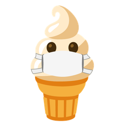 Soft ice cream and Face with medical mask