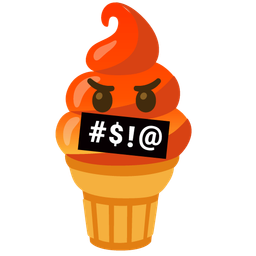 Soft ice cream and Face with symbols on mouth