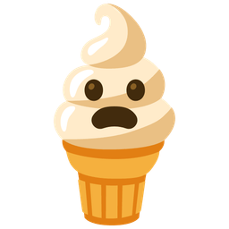 Soft ice cream and Frowning face with open mouth