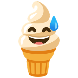 Soft ice cream and Grinning face with sweat